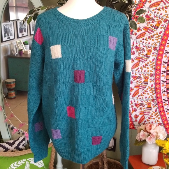 Vintage Sweaters - Vintage Merona Sport 100%Wool Hand Knit Sweater